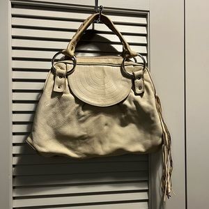 Bulga Leather Handbag - Cream